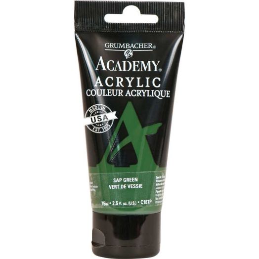 Grumbacher Academy Acrylic Paint Tube, Sap Green, 75ml