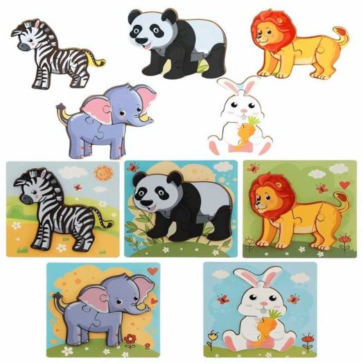 Wooden Toddler Puzzles for Kids Ages 2-5, Montessori Toys for 3 Year Old, Animal Toddler Toys Ages, 5-Pack Learning Toddler Puzzle