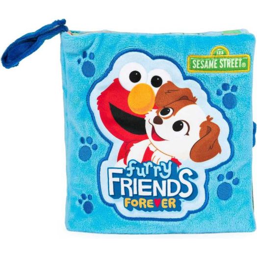 GUND Sesame Street Furry Friends Forever Soft Book, Premium Plush Sensory Toy for Ages 1 and Up, Blue, 6"
