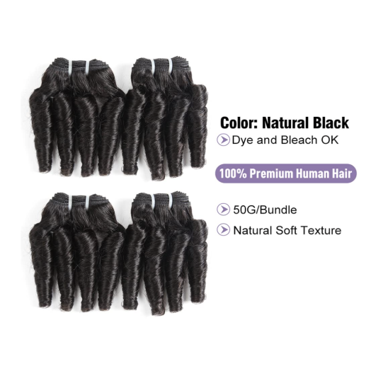 Molefi Brazilian Funmi Hair Loose Wave 4 Bundles Spiral Curl Hair Bundles Short Curly Weave 8A Unprocessed Brazilian Human Hair Extensions 50g/pc Full Head Natural Color (8 8 8 8 Inch)