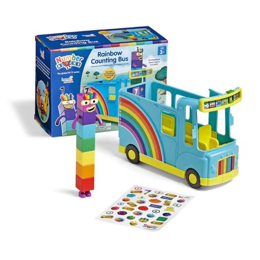 hand2mind Numberblocks Rainbow Counting Bus, Toy Vehicle, Play Figure Playsets, Ages 3+ (3 Pieces)