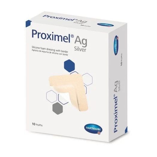 Hartmann Proximel Ag Silicone Foam Dressing with Border, 4 x 4 Inch
