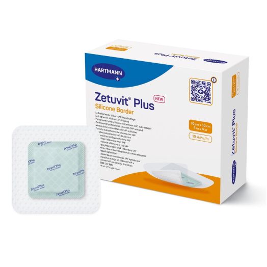 Hartmann USA Zetuvit Plus Silicone Border Super Absorbent Dressing, 4 x 4 Inch Square