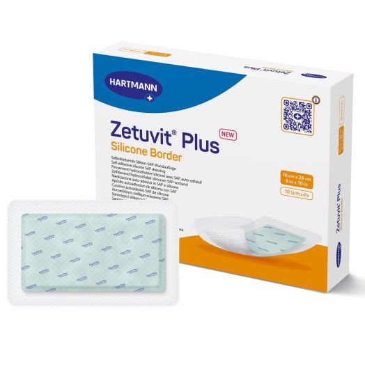 Hartmann USA Zetuvit Plus Silicone Border Super Absorbent Dressing, 6 x 10 Inch