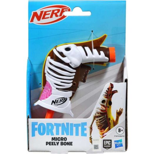 Hasbro Kids NERF Fortnite Micro Peely Bone Dart Toy Blaster with 2 Darts, Years 8+