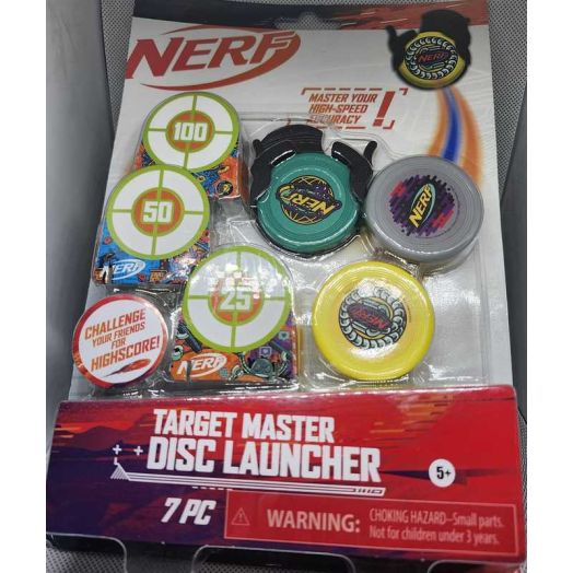 NERF Target Master Shot Disc Launcher - Launches Discs Up to 6 ft Launch in Multiple Directions - Perfect Your Aim