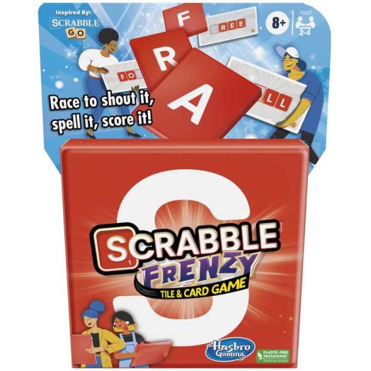 Scrabble Frenzy Tile and Card Game, Fast-Paced Scrabble Game for Family and Kids Ages 8 and Up, Easy to Learn Card Game for 2 to 4 Players