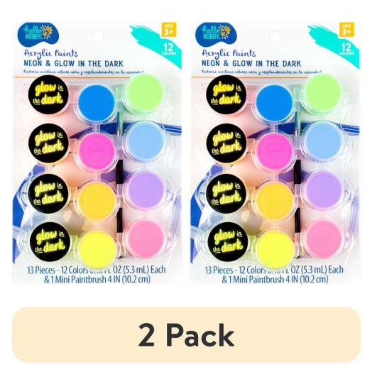 (2 pack) Hello Hobby Acrylic Paint Strips & Paintbrush Set, Child, Ages 3+
