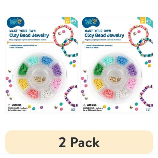 (2 pack) Hello Hobby Clay Bead Jewelry Making Kit for Kids