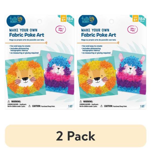 (2 pack) Hello Hobby Make Your Own Fabric Poke Art, Kids Craft Kit