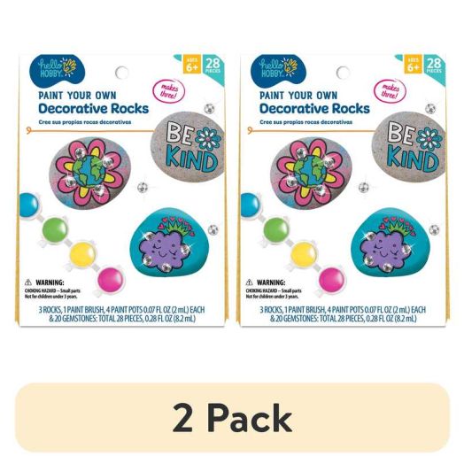 (2 pack) Hello Hobby Paint Your Own Decorative Rocks, Child Craft Kit