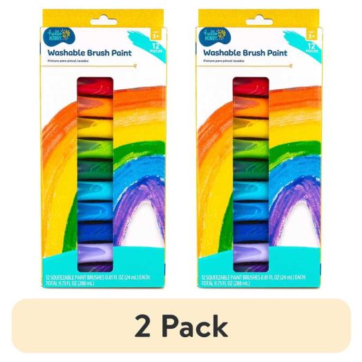 (2 pack) Hello Hobby Washable Squeezable Paintbrush, 12-Pk