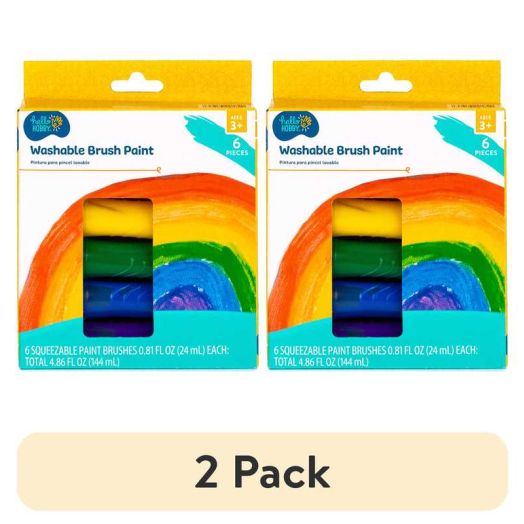(2 pack) Hello Hobby Washable Squeezable Paintbrushes, 6-Pk