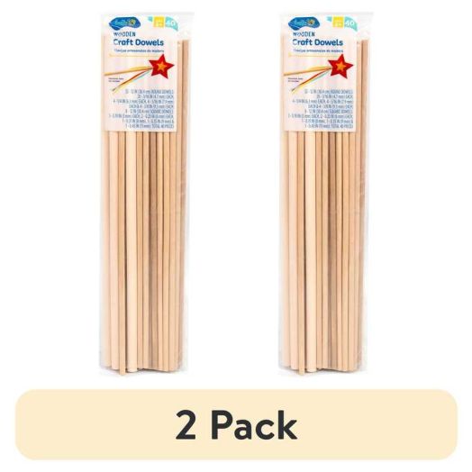 (2 pack) Hello Hobby Wooden Craft Dowels, 40 Pieces