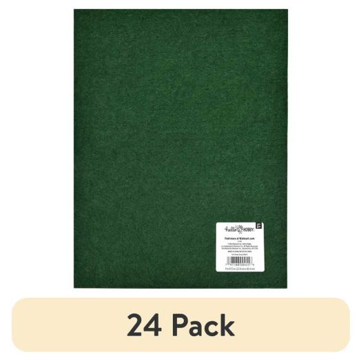 (24 pack) Hello Hobby Green Felt Sheet, 9" x 12"
