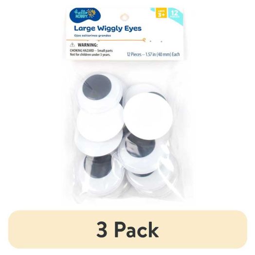 (3 pack) Hello Hobby Large Black and White Plastic Wiggly Eyes, 12-Pack