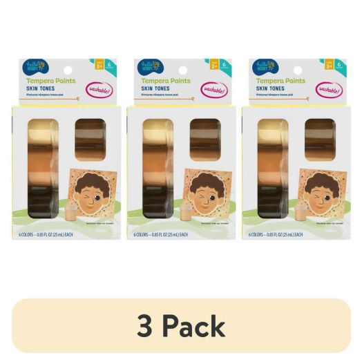 (3 pack) Hello Hobby Washable Tempera Paint Set, Safe & Nontoxic, Skin Tone, 6 Colors