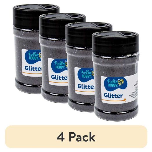 (4 pack) Hello Hobby Black Glitter Shaker, 4 oz.