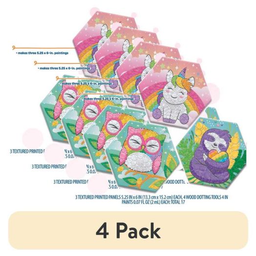 (4 pack) Hello Hobby Paint by Numbers Kit for Kids, Animal Dot Painting