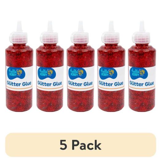 (5 pack) Hello Hobby Red Glitter Glue, 2.9 oz.