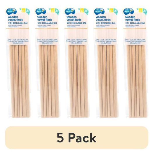 (5 pack) Hello Hobby Wood Dowels with Resealable Bag, 8-Pack