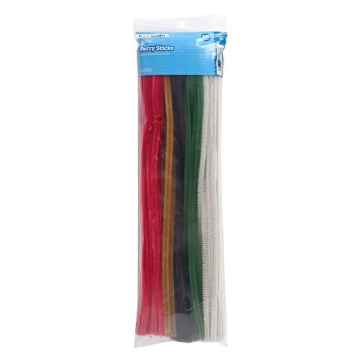 Hello Hobby Fuzzy Sticks, 100 Count, Natural Multicolor Chenille Stems for Kids Crafts and DIY Projects