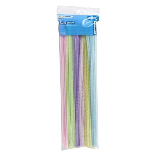 Hello Hobby Fuzzy Sticks, 100 Count, Pastel Multicolor Chenille Stems for Kids Crafts and DIY Projects