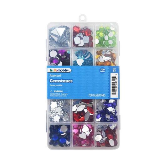 Hello Hobby Gemstone Case - 700 Piece Assortment for Arts & Crafts