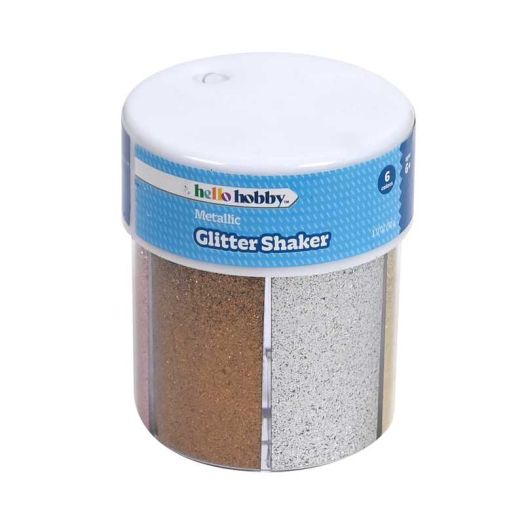 Hello Hobby Metallic Glitter Shaker with 6 Compartment Assorted Colors