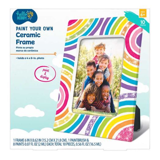 Hello Hobby Paint Your Own Ceramic Frame Kit, White