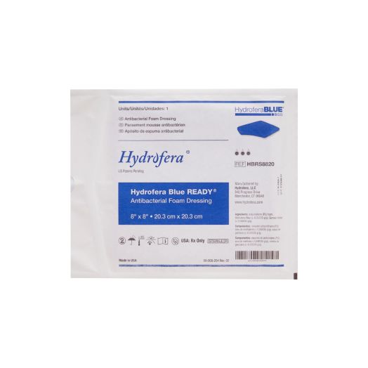 Hollister Hydrofera Blue® READY Antibacterial Foam Dressing, 8 x 8 Inch