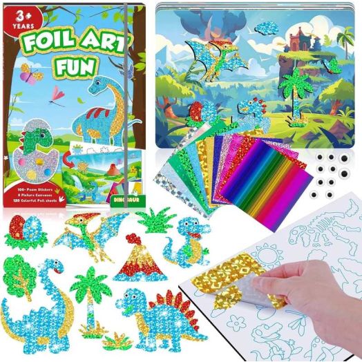 homicozy Art & Craft Activity for Kids-Foil Fun Mermaid,No Mess Art Crafts for Girls,DIY Foil Foam Stickers,Creative Activity Kits,Kids Travel Toys,Gifts for Girls & Boys Ages 4-10