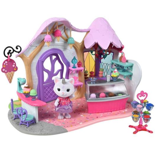 Honey Bee Acres Crystal's Ice Cream Shop set with Miniature Doll Figure, (Set of 36)