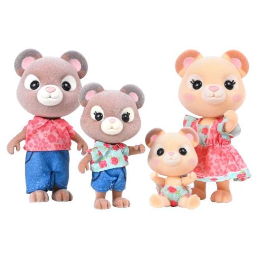 Honey Bee Acres Cuddlesworths Bear Family - Includes 4 Miniature Flocked Animal Figures with Removable Outfits - Dolls for Kids Ages 3+
