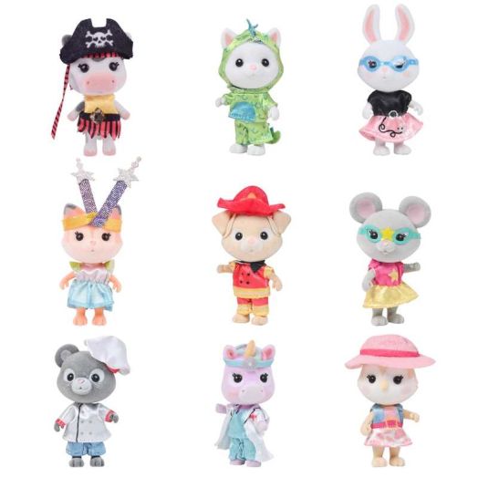 Honey Bee Acres Dress Up Pals - Includes 9 Miniature Flocked Animal Figures with Removable Costumes - Dolls for Kids Ages 3+