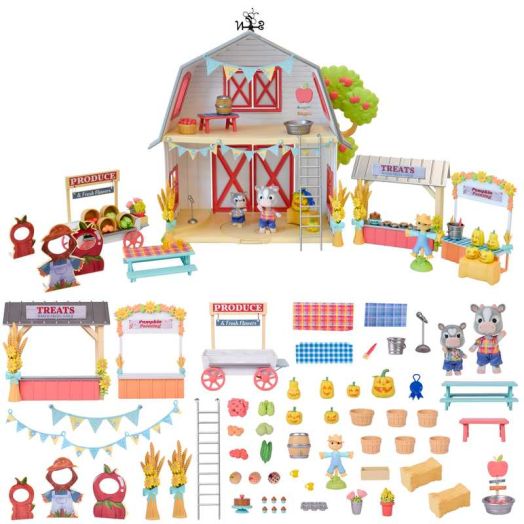 Honey Bee Acres Harvest Festival, Doll Playset with Mini Figures, 62 Pieces, Children Ages 3+