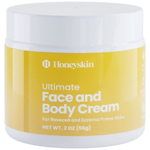 Face and Body Moisturizer Cream - Facial Skin Care - Dry Skin, Cracked Hands, Rosacea Eczema Psoriasis Rashes Itchiness Redness - With Natural Aloe and Manuka Honey - Anti Aging - Anti Wrinkle (2 oz)