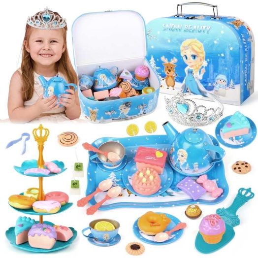 HopeRock 50PCS Toys for Girls 3-6 years, Princess Tea Set for Little Girls Ages 6 7 8 9+ Years, Pretend Play Toys Gift for Girls Birthday Christmas.