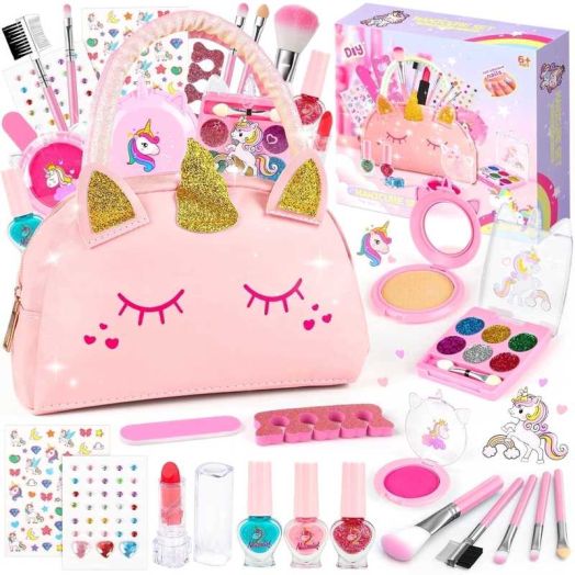 HopeRock Girls Makeup Kit and Nail Art Kit for Kids Girls, Toys for Little Girls Makeup Set Ages 3 4 5 6 Years, Christmas/Birthday Gift for Kids Toddlers 4 5 6 7 8 9+ Years.