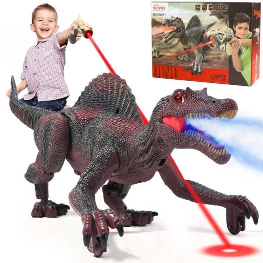 HopeRock Remote Control Dinosaur Toys for Boys 3-6 Years, Electronic RC Spinosaurus Robot Dinosaurs with Spray & Light & Roar, Realistic Walking T-Rex Toys Birthday Gifts for Boys 6-12.