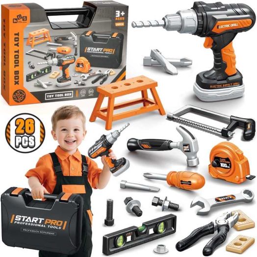 HopeRock Toddler Tool Set, 26PCS Kids Tools Box, Toys for Boys Kids 2 3 4 5 Years, Christmas Birthday Gift for Toddlers Boys 2 3 4 6.