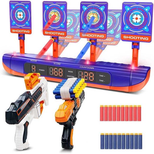 Hot Bee Electronic Shooting Target with 2 Foam Dart Blasters Outdoor Toys for Boys Kids 5 6 7+