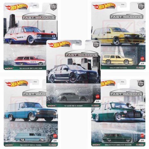 2021 Hot Wheels Serie de Vagones Rápidos de Cultura Automotriz, Juego de 5, 1/64 Autos Modelo de Metal Fundido