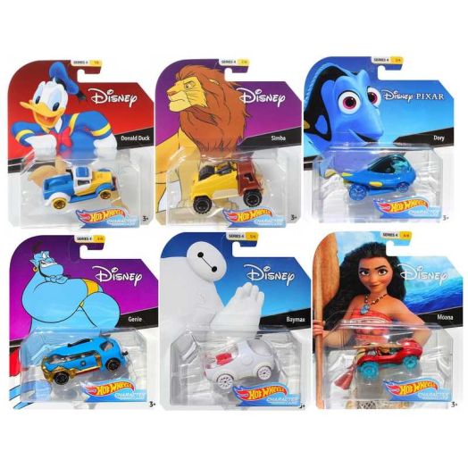 Hot Wheels Disney Pixar Character Cars 1/64 Collectible Die-Cast Toy Cars, Set of 6