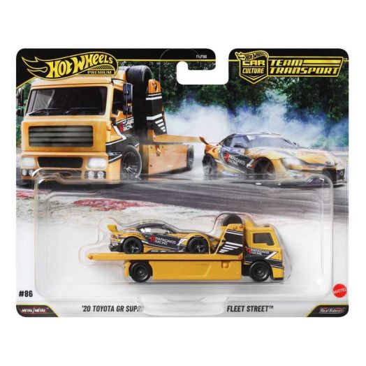 Hot Wheels Team Transport Truck & Race Car, Gift for Racing Collectors