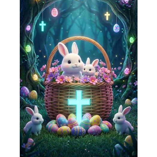 HsdsBebe Easter Diamond Art Painting Kits for Adults,Cross-colored Rabbit DIY Diamond Art,Gem Art Craft Home Game for Kids
