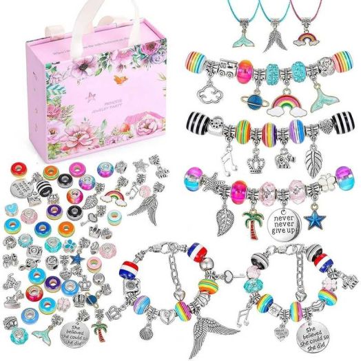 Jewelry Making Kit for Girls 8-12, Charm Bracelet Making Kit For Girls Ages 5-7-12, Girls Jewelry Making Kit Bracelet Kit For Kids 10-12 DIY Necklace Kids Birthday Gifts for 7+ Year Old Girls