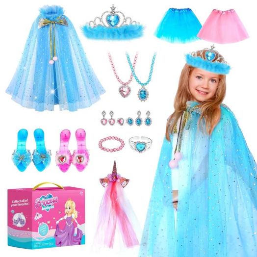 Huge Wave Princess Toy, Double Girls Dress-up Toy Set and for Girls, Unicorn and Frozen Princess Christmas Birthday Gift for Girl 3-6 Years, for Little Girls Ages 3 4 5 6 7 Year.
