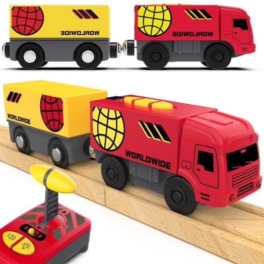 Wooden Train Accessories, Battery Operated Locomotive Train, Remote Controlled Train for Track Set