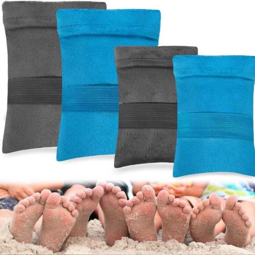 Beach Sand Cleaner - 4 Pack (2 Large and 2 Small) Portable and efficient travel beach cleaning tools, perfect for beach essentials and outdoor adventures. (Gray and Blue)